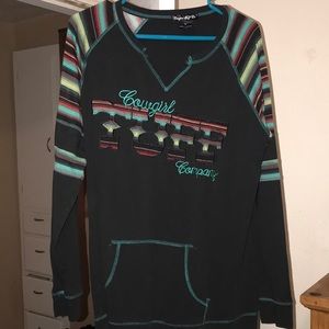 Cowgirl Tuff- Pullover long sleeve, vneck